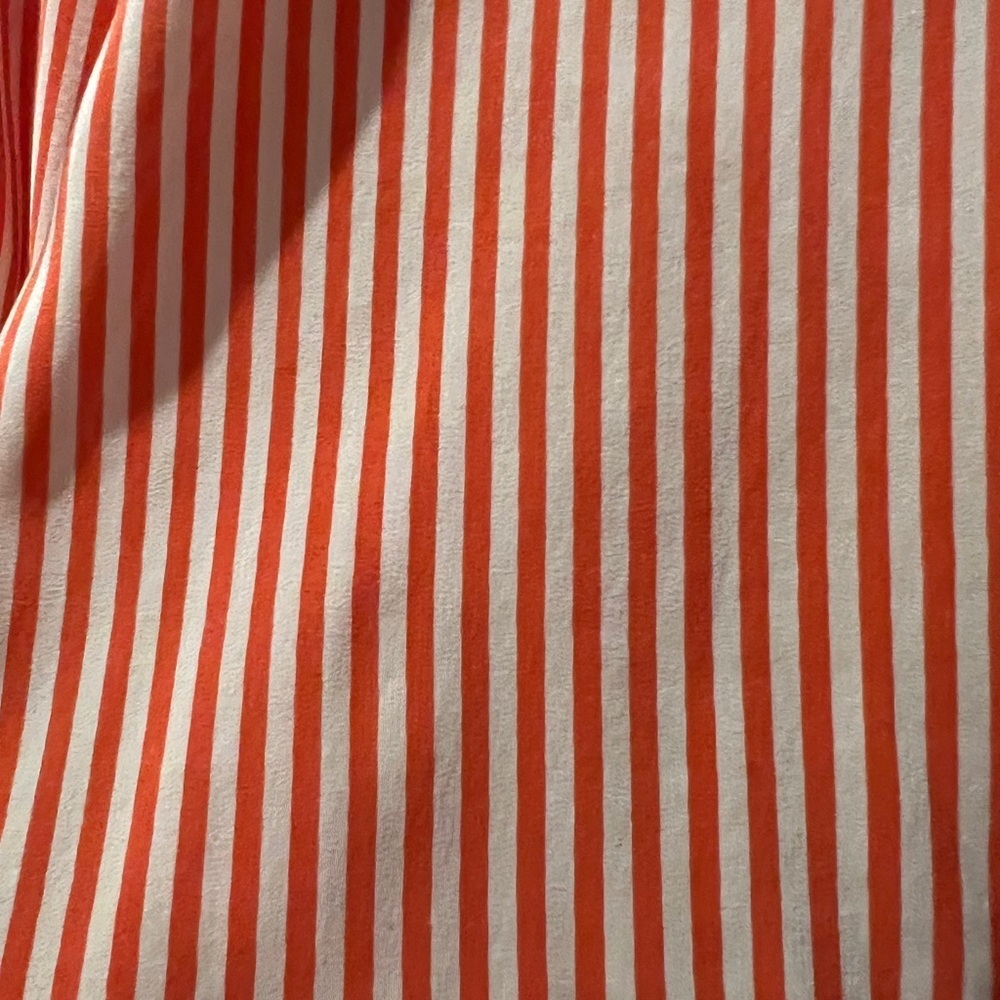 Joie Striped Orange/ree Button-Up Blouse- also ties in front - Picture 3 of 4
